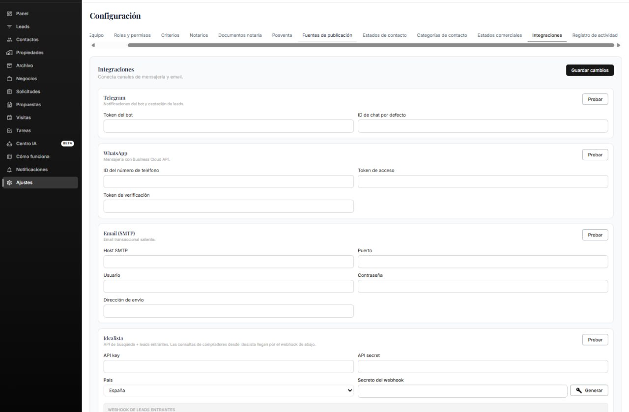 EMISHARA AI CRM integrations settings